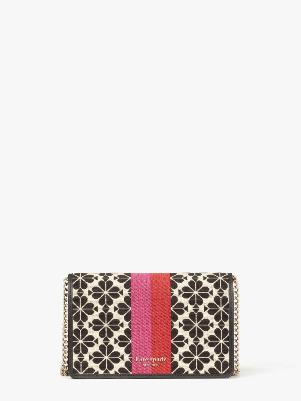 Kate Spade Spade Flower Jacquard Stripe Chain Wallet In Cream Multi